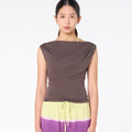 OZEZ OZTS1203 Modal Draping Tank Top - Mocha Brown