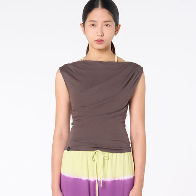OZTS1203 Modal Draping Tank Top - Mocha Brown