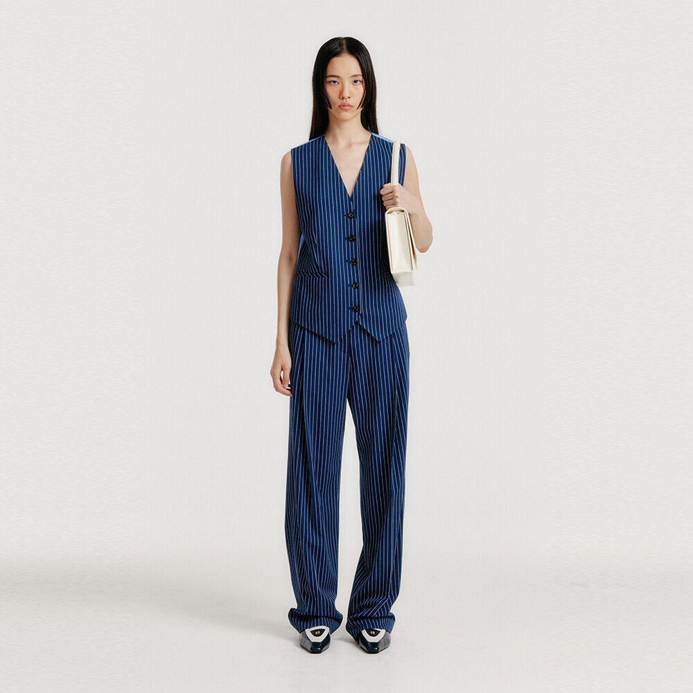 EENK EENK YIOM Classic Straight Pants - Navy Stripe