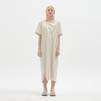 EENK STACEY Short Sleeve Dress - Light Beige Stripe
