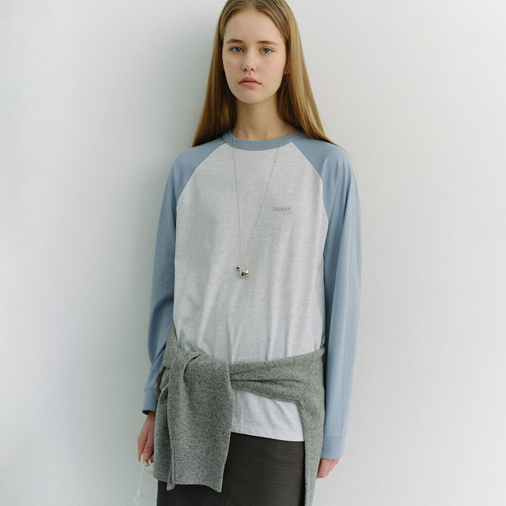 DUNST UNISEX RAGLAN T-SHIRT SKY BLUE LIGHT MELANGE GREY_UDTS6A116B1