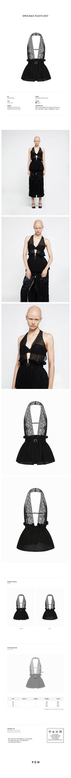 YCH OPEN BACK PLEATS VEST BLACK (R25VT3011BK)