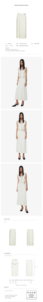 YCH WRAPPED CONSTRUCTION SKIRT IVORY (F24SK5091IV)