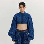 EENK EENK XILI Cable Knit Crop Cardigan - Navy