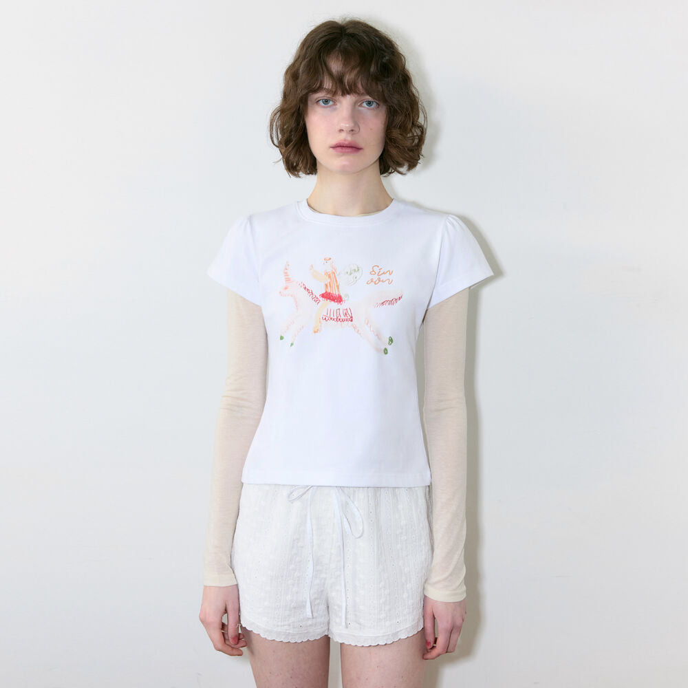 SINOON Unicorn Puff T-Shirt (White)
