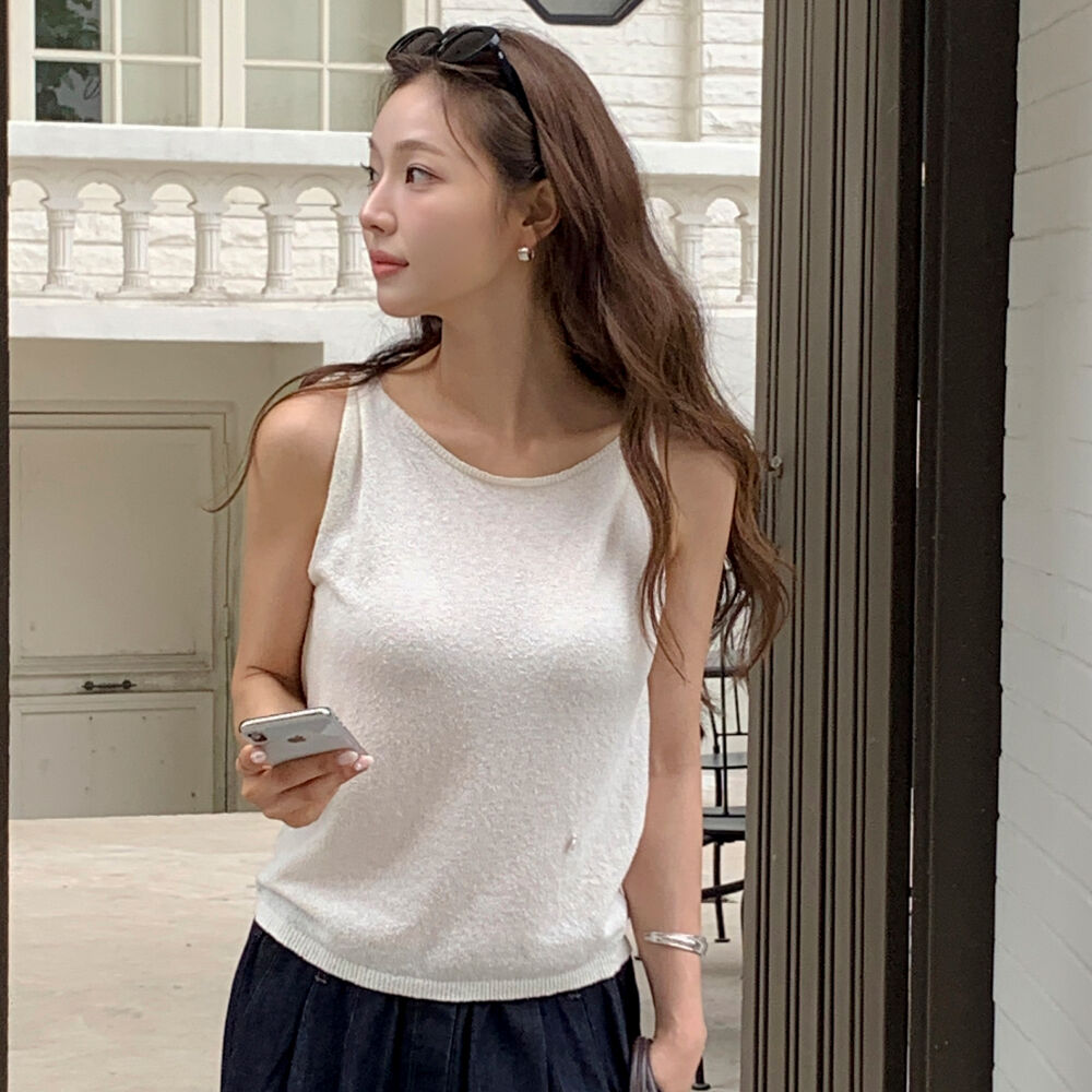 ATCORNER Twist Strap Linen Blend Sleeveless Ivory AT6SWB013IV