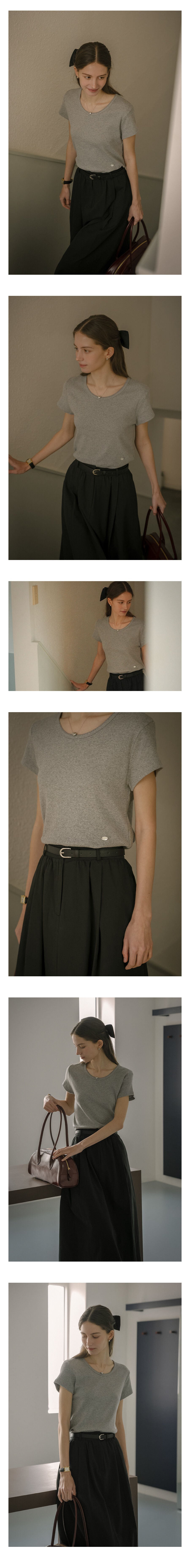KNOWN BETTER [Add size] Floral eyelet romantic T-shirt_Gray