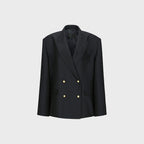 YCH DOUBLE-BREASTED SILK-BLEND BLAZER NAVY (F24JK1121NV)