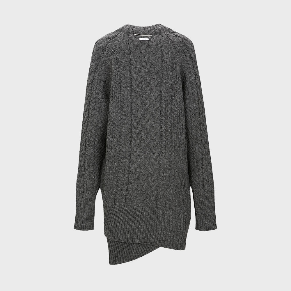 YCH CABLE-KNIT DRESS MELANGE GREY (W23KT803MG)