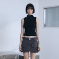 VOONT Shirring High Neck Sleeveless (BLACK)