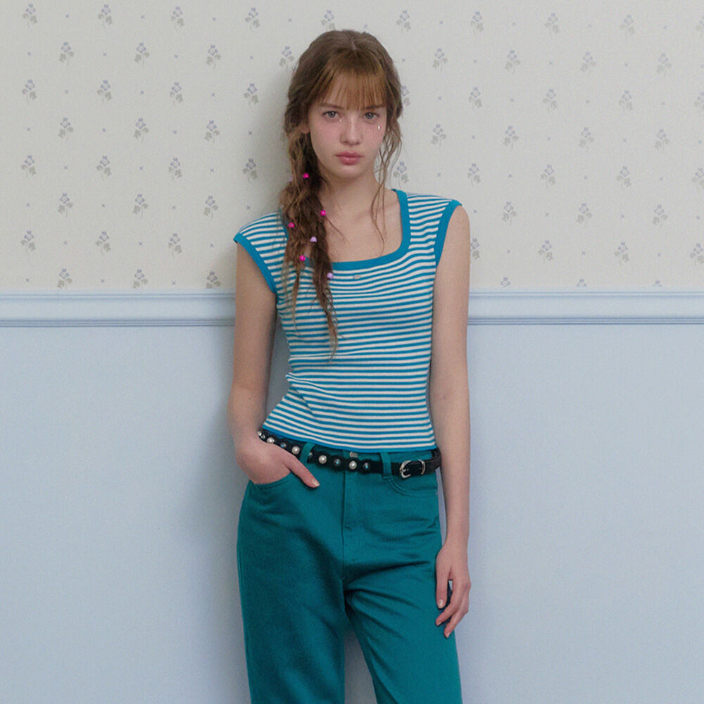 TWEE Point Stripe Square Knit Sleeveless