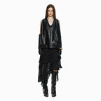 YCH FAUX LEATHER SQURE STITCH VEST BLACK (W24VT3011BK)