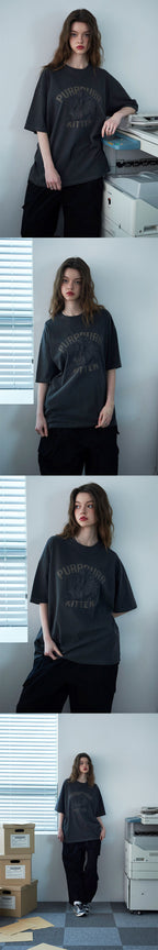 CPGN Kitten patch pigment short sleeve t-shirt smoke black