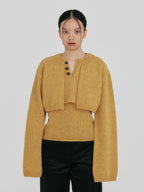 EENK ZONNE Cropped Knit Cardigan - Mustard