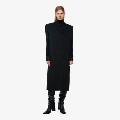 CONSTRUCTED WOOL-BLEND COAT BLACK (F24OT0061BK)