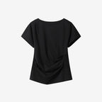 ZOOC Boat neck side shirring slim fit t-shirt BK_Z262MSM202