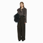 YCH SIDE BELTED LONG-LEG PANTS KHAKI (W24PT5031KK)