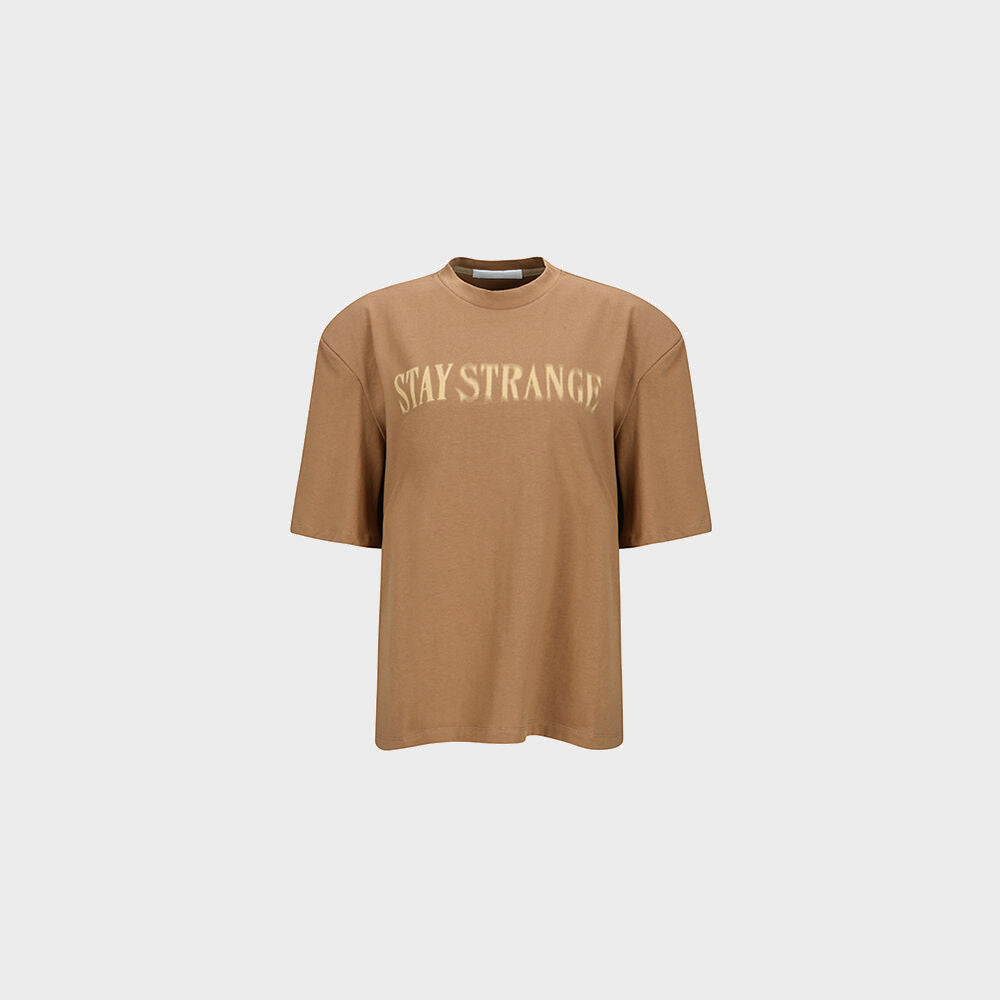 YCH STAY STRANGER-PRINTED TSHIRT BROWN (F24TO9231BR)