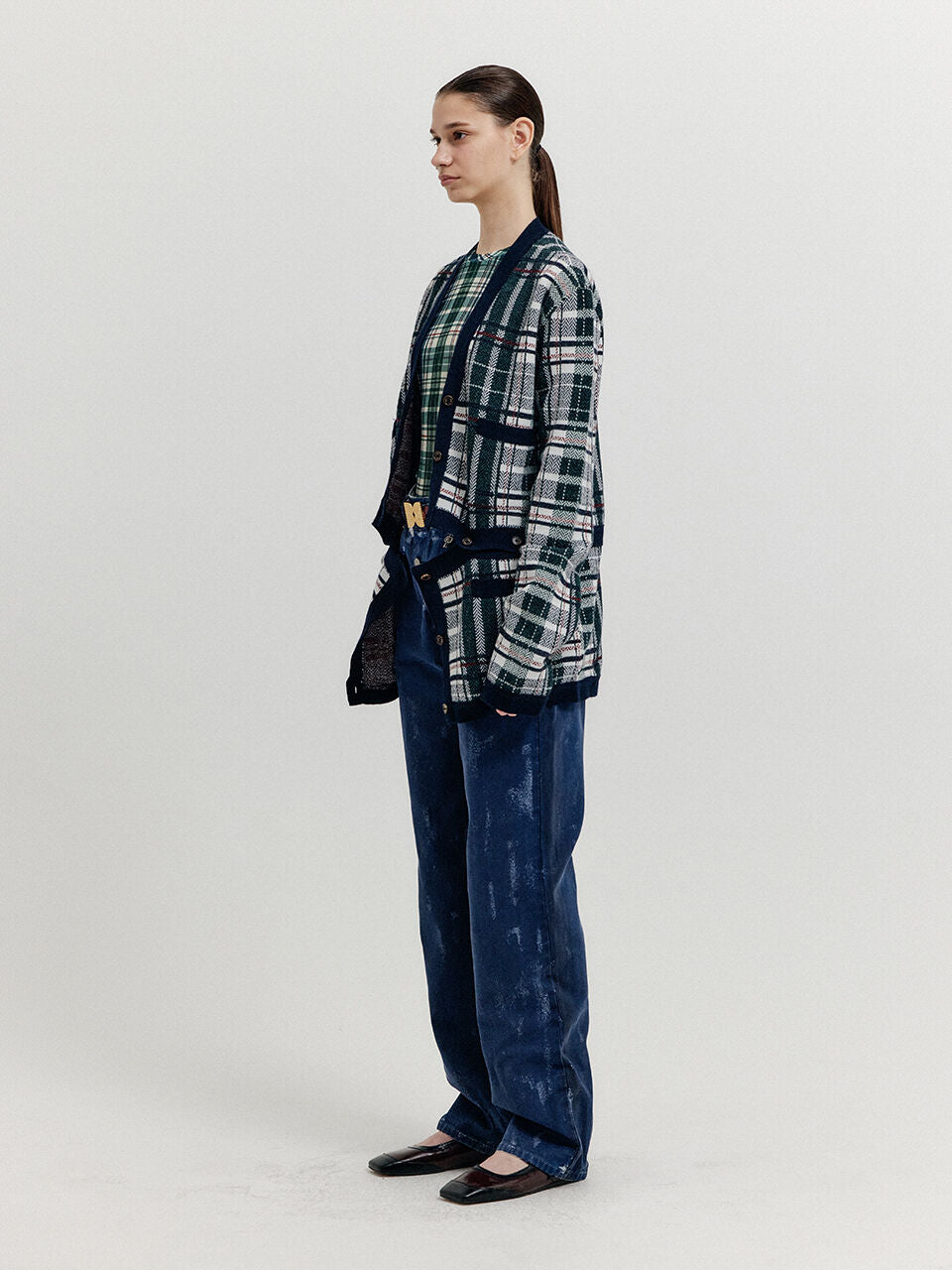 EENK EENK XENEVA Asymmetric Front Denim Pants - Dark Navy