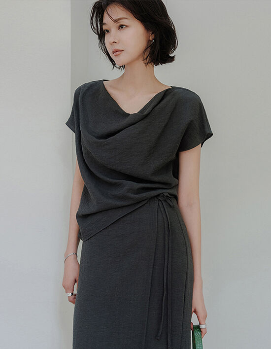 MEMUA Linen blend wave blouse
