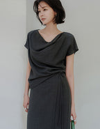 MEMUA Linen blend wave blouse