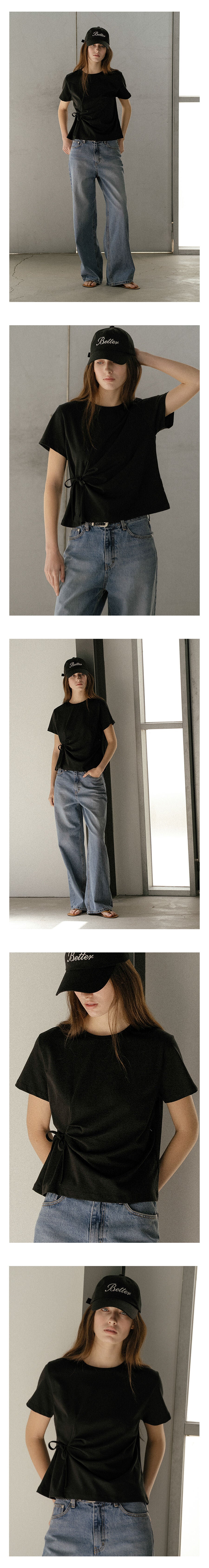 KNOWN BETTER Side tuck strap T-shirt [KNSS03TS10]_Black