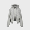 YCH TWO WAY ZIP HOODED JACKET MELANGE GREY (W23OT013MG)