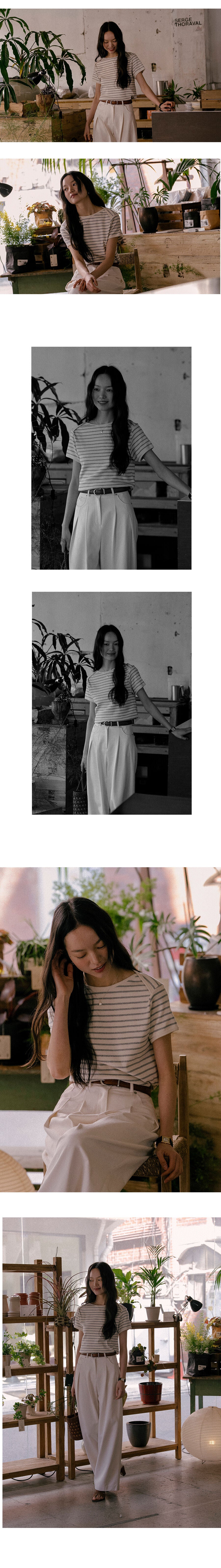TILLIDIE Bunny half sleeve volume ringer t-shirt_Melange