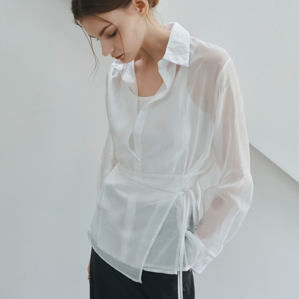 NONANDNON See-through wrap shirt _NHBL6469