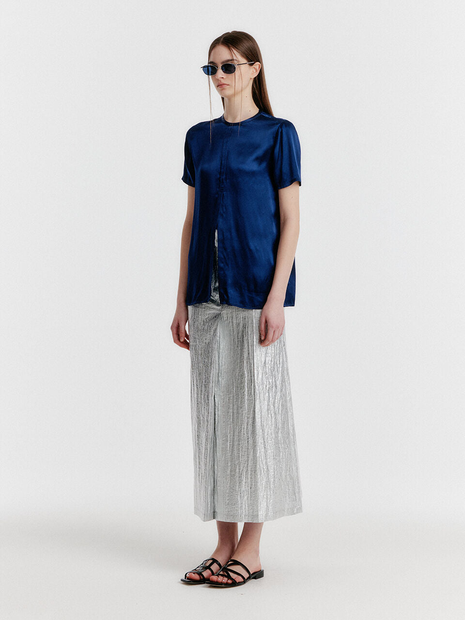 EENK YICOLE Tucked Maxi Skirt - Silver
