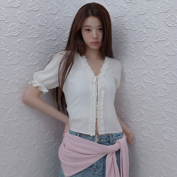 rolarola FRILL OPEN BLOUSE WHITE