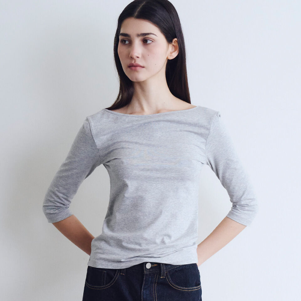 WAVE UNION Convertible Three-quarter sleeve top Heather dark gray