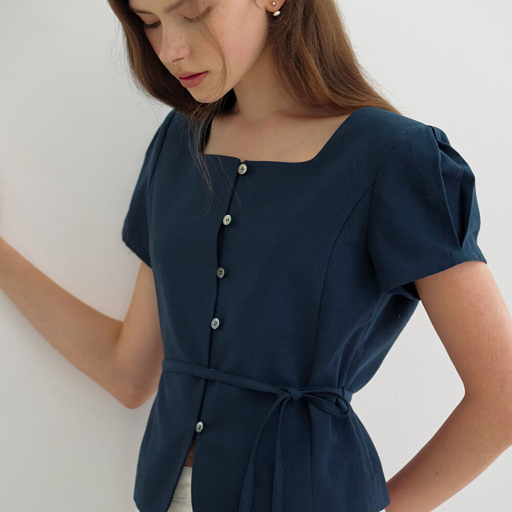 MOMET Ezz Linen Blouse Jacket Navy