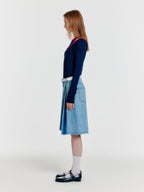 EENK YECO Pleated Denim Bermuda Shorts - Blue