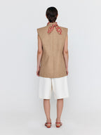 EENK EENK WINSTON Oversized Double-Breasted Vest with Scarf - Camel