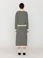 EENK EENK Gingham Check Knit Midi Skirt - Black/Ivory