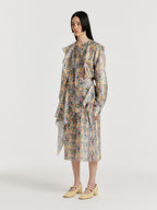 EENK YIVONA Scarfed Shirt - Cream/Blue Multi