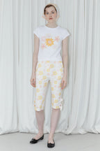 SINOON Flower Cap Sleeve T-Shirt (Yellow)