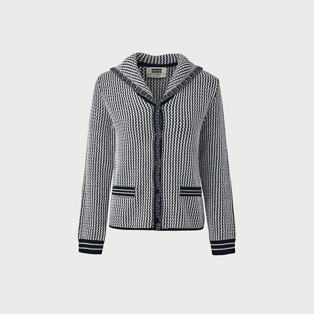 EENK Sailor Collar Knit Cardigan - Navy