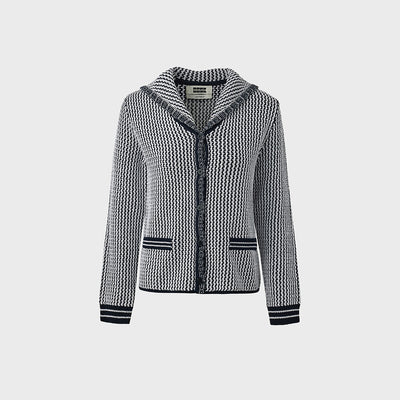 Sailor Collar Knit Cardigan - Navy