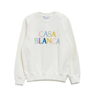 (W) Casablanca STACKED logo embroidery sweatshirt - Off-white (WS23JTP01901)