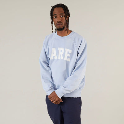 (M) RAGLAN SWEAT RARE (GARMENT DYED ICE BLUE)