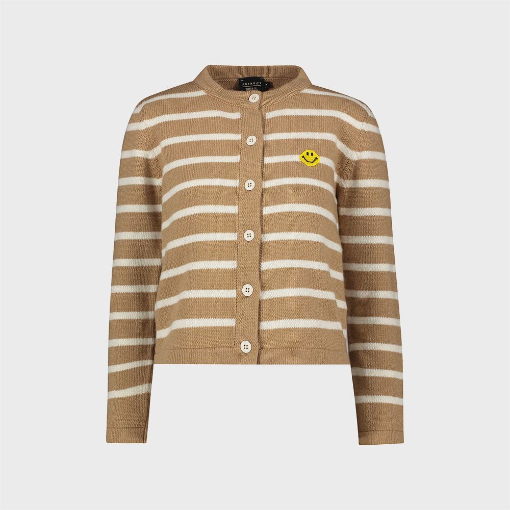 (W) Striped Knit Jacket (CAMEL)
