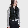 (W) String Multiple Down Vest (BLACK)