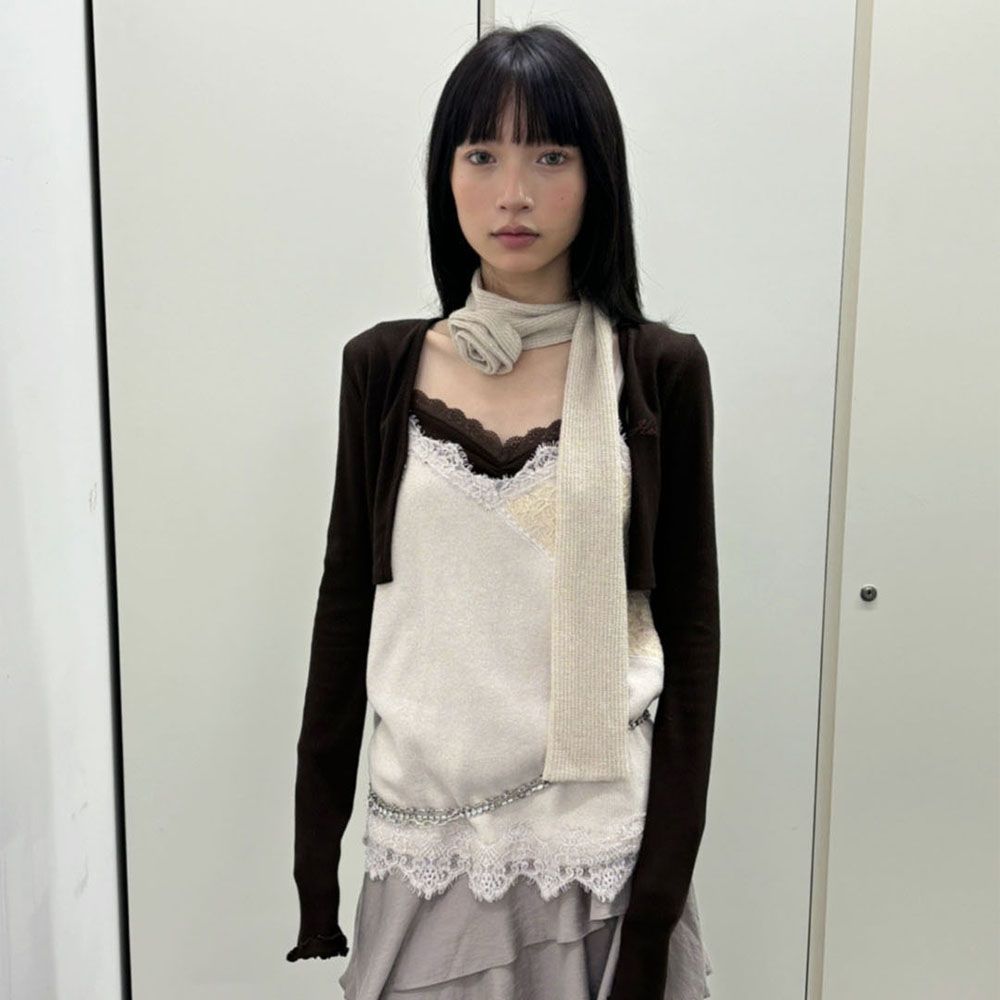 Cotton Long Lace Slip (Beige)