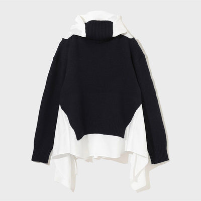 (W) Alpaca blend wool knit pullover (DARK NAVY)