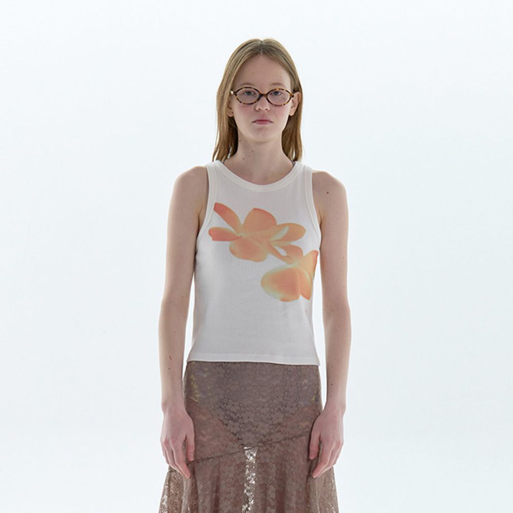 Flower sleeveless top_orange