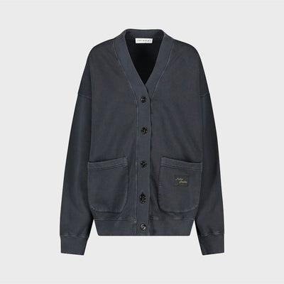 (W) Washed Fried Cardigan (BLACK)