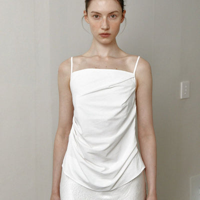 drape sleeveless top (white)