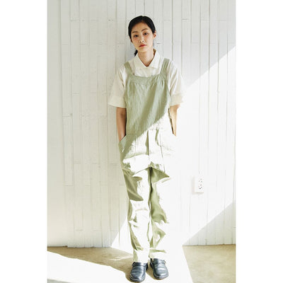 Cottonbell Fatigue Linen Overalls - Olive